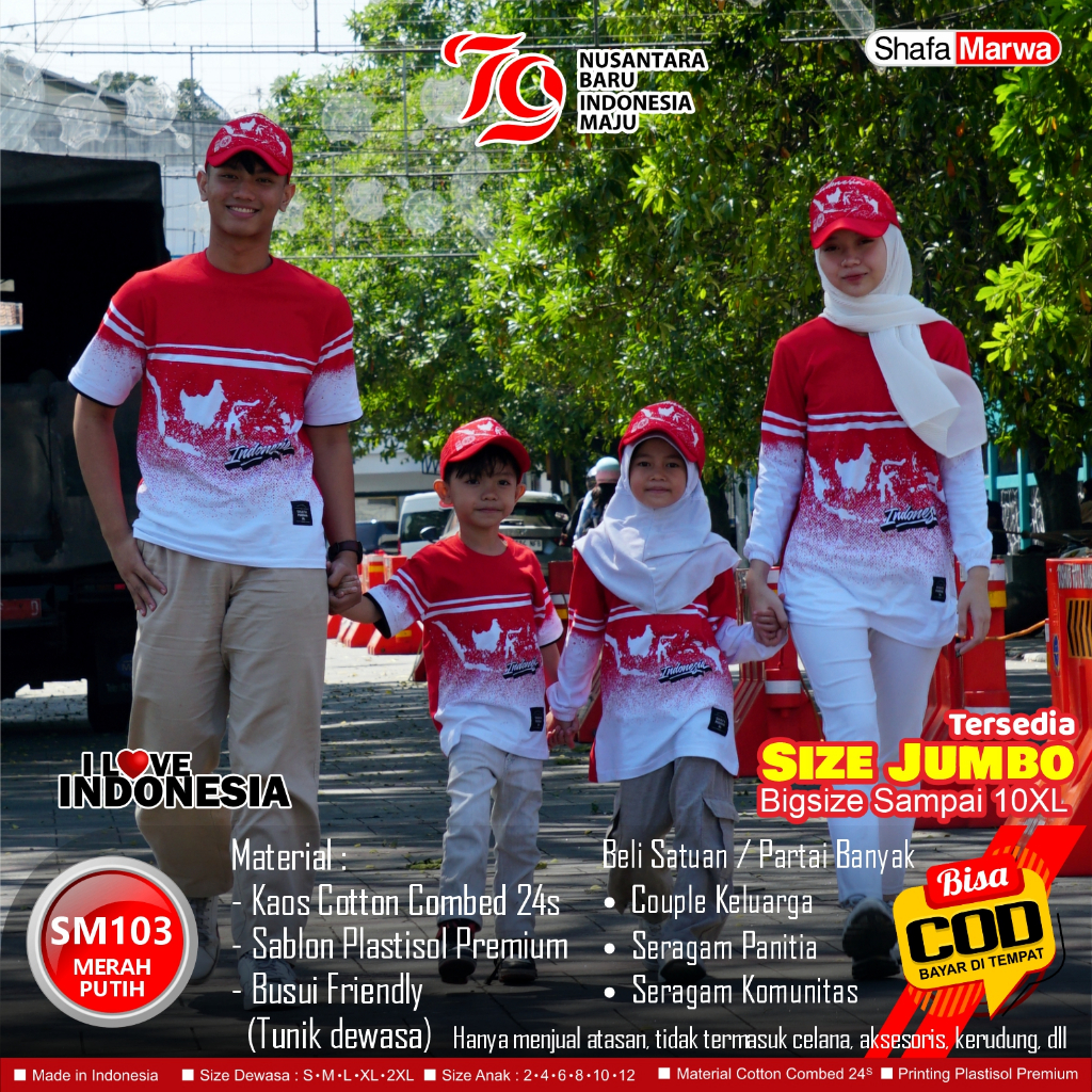 Kaos Merah Putih 17 Agustusan - Baju Seragam Couple Edisi Kemerdekaan Agustus SM103