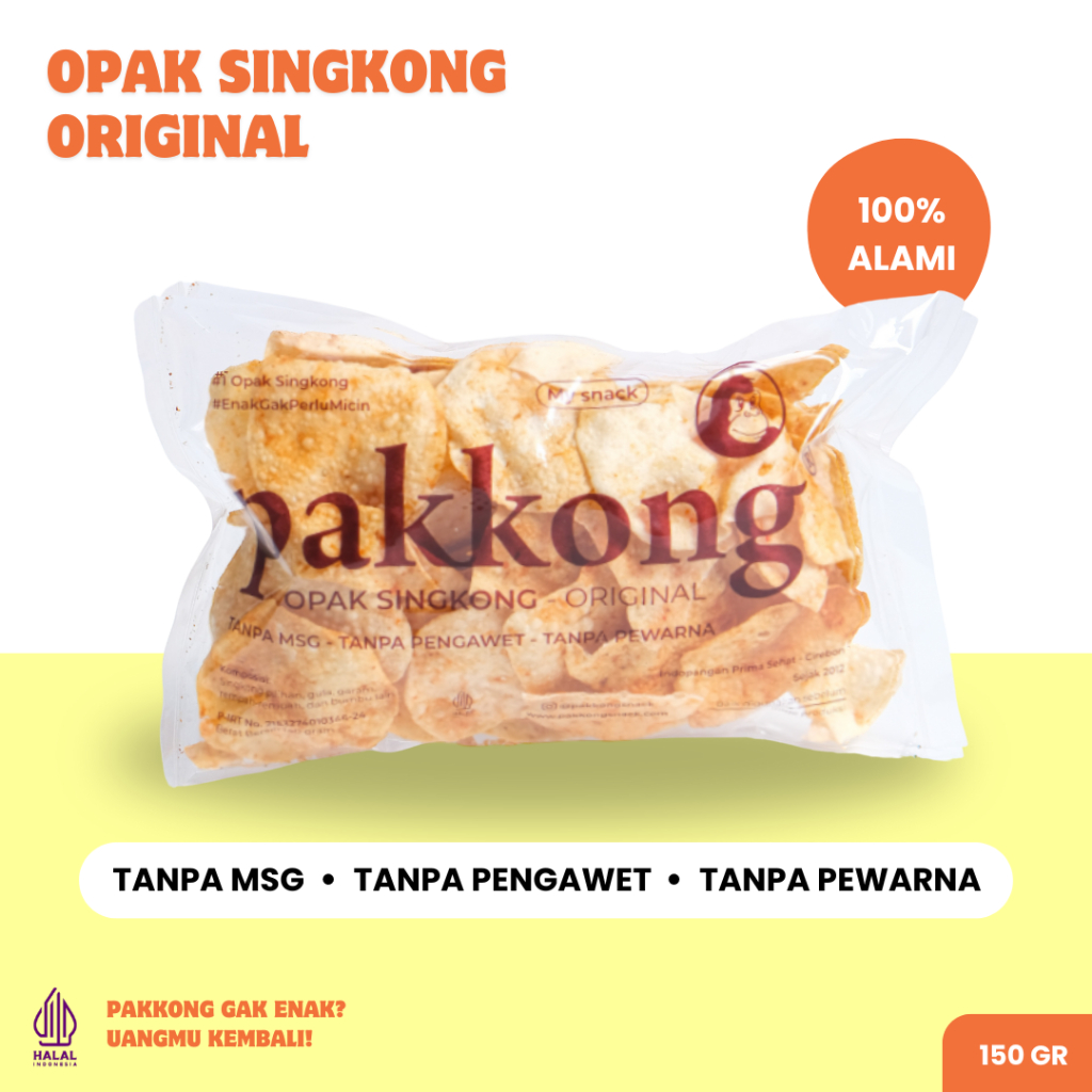 

PAKKONG SNACK Opak Singkong (Rasa Original) - Snack Keripik Singkong Tanpa MSG, Pengawet & Pewarna