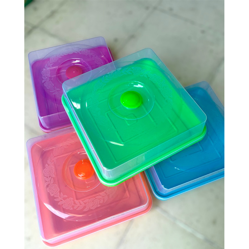 Tempat Roti Segi + Tutup Request Warna l Tempat Simpan Makanan l Kotak plastik makan l kotak makanan
