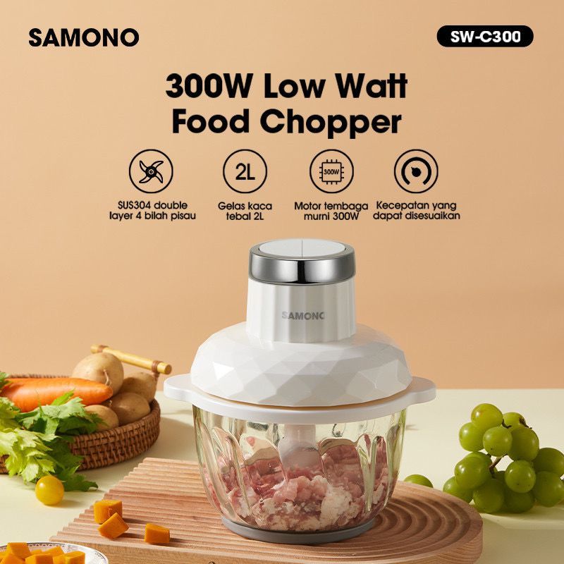 SAMONO Food Chopper Kaca 2L Food Processor Multifungsi