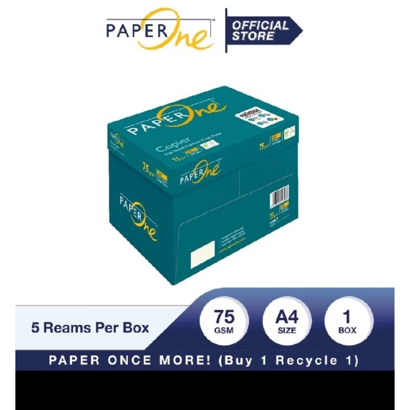 

Kertas Hvs A4 75gr Paper One - Box isi 5 Rim.
