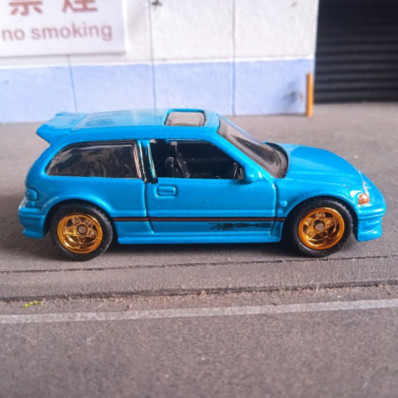 hot wheels hotwheels loose 90 Honda Civic EF 1990 JDM japan biru hijau tosca swap ban karet