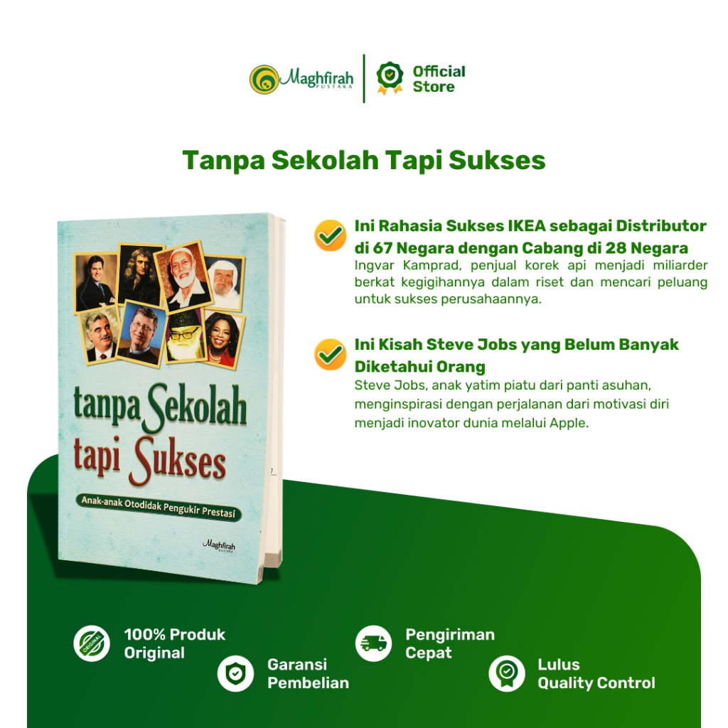 Maghfirah Pustaka Tanpa Sekolah tapi Sukses Buku Motivasi Mindset Pengembangan Diri Biografi Tokoh