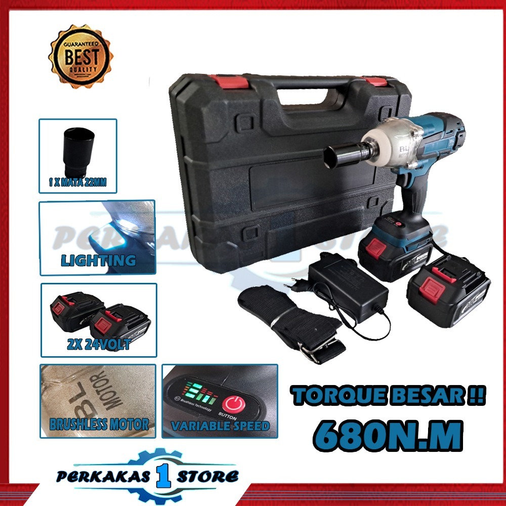 24V Impact Wrench BRUSHLESS MOTOR BONCHI 680N.M cordless mesin impact tekiro inpek pembuka baut