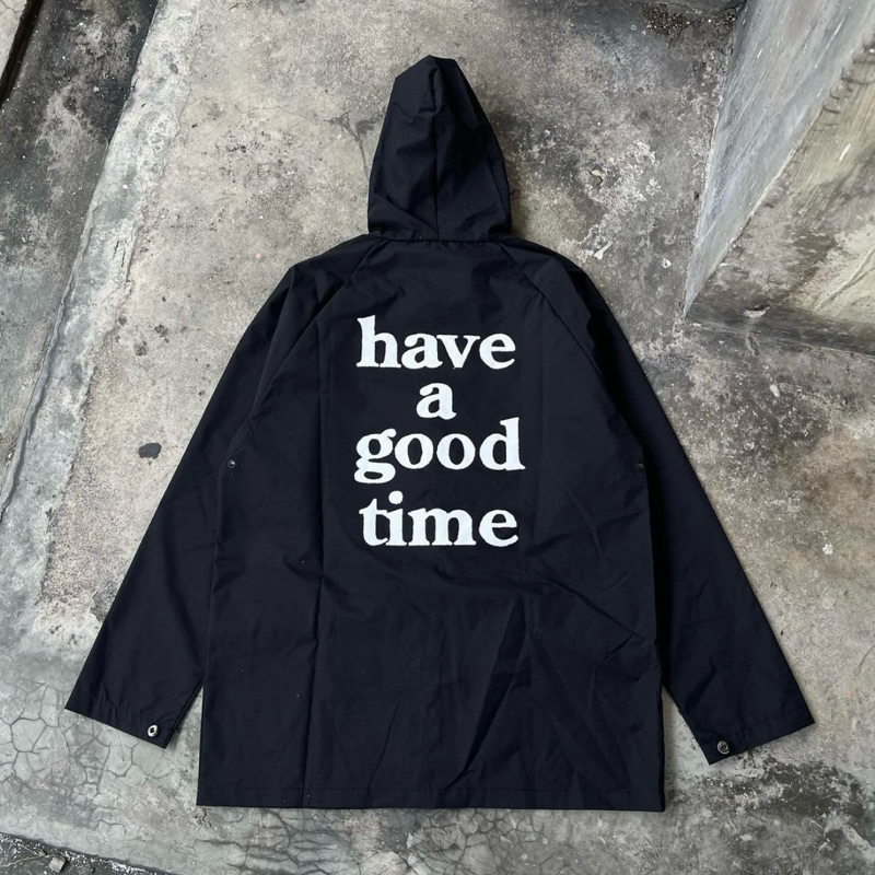 HAVE A GOOD TIME - LOGO RAIN JACKET BLACK