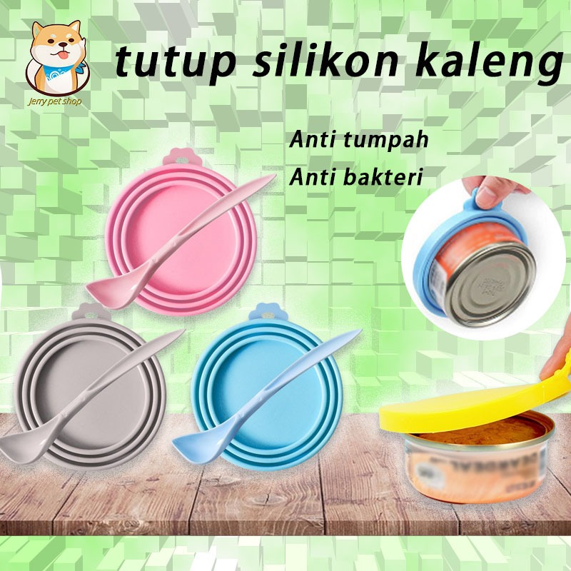 tutup kaleng makanan kucing Tutup kaleng hewan peliharaan, tutup silikon yang menjaga kesegaran, tut