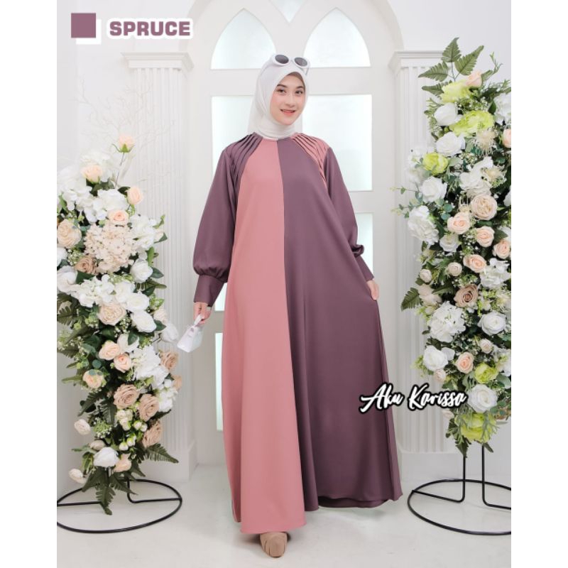 Gamis kekinian Nuraisa dress/yora streach by aku karisa