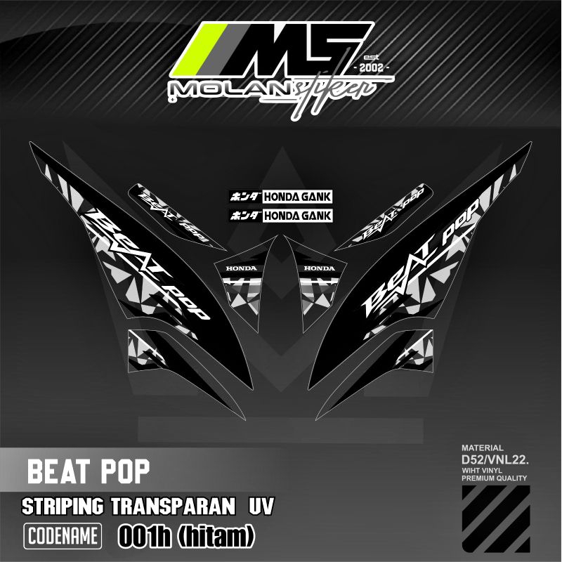 Decal Sticker Striping Variasi Transparan Uv Beat Pop Malaysia Honda Beat Pop 110 Esp Cbs Iss Beat P