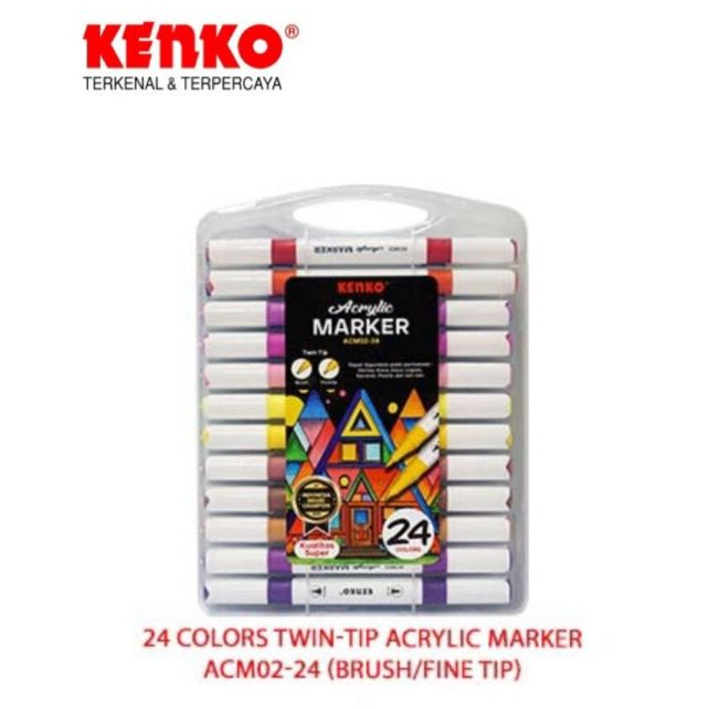 

KENKO 24 COLORS TWIN-TIP ACRYLIC MARKER ACM02-24 (BRUSH/FINETIP)