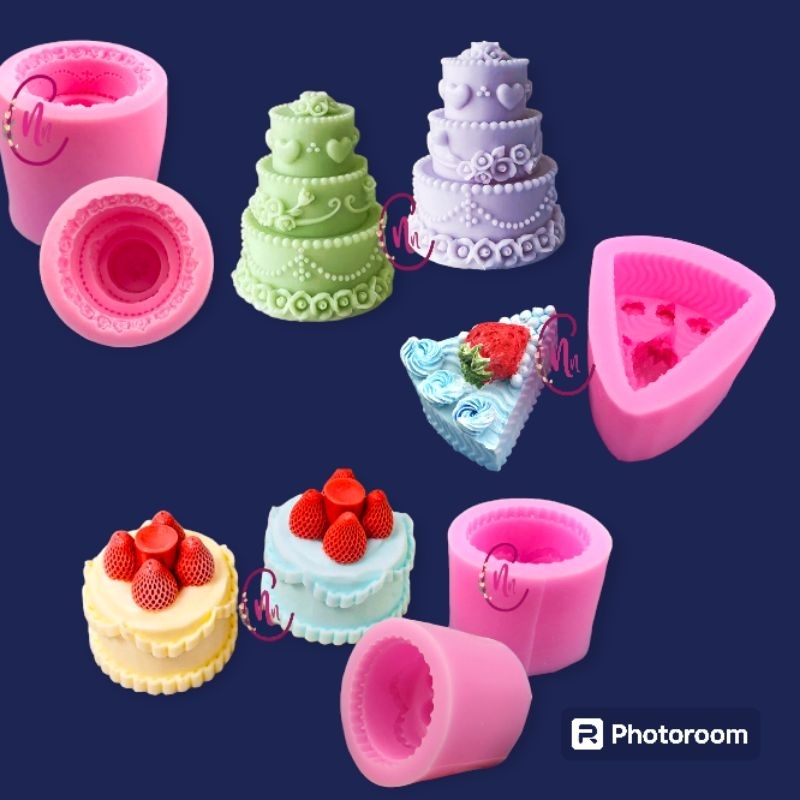 Cetakan silikon puding cake decoration, Cake Layer, Cake Strawberry, Cake Slice