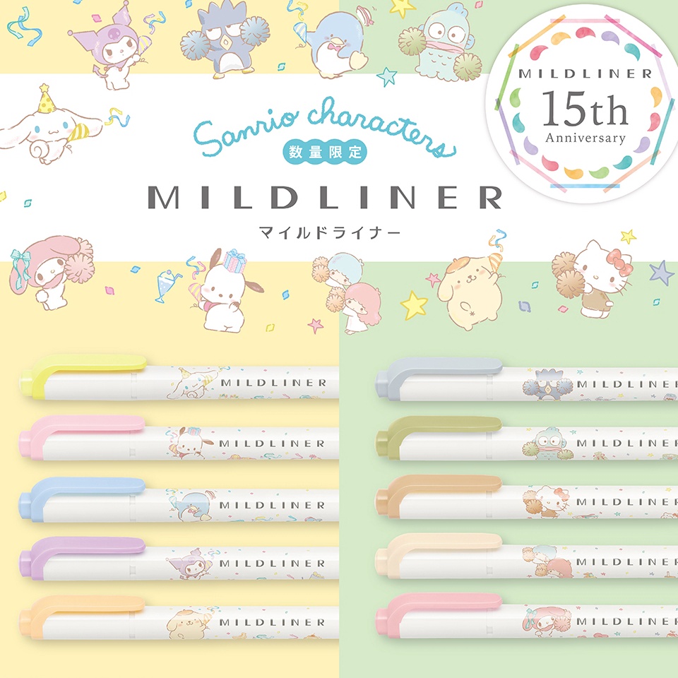 

KODE O5X5 Zebra Mildliner Sanrio Characters Cinamoroll Hangyodon Kuromi My Melody Double Sided Highlighter Penanda Halaman Limited Edition