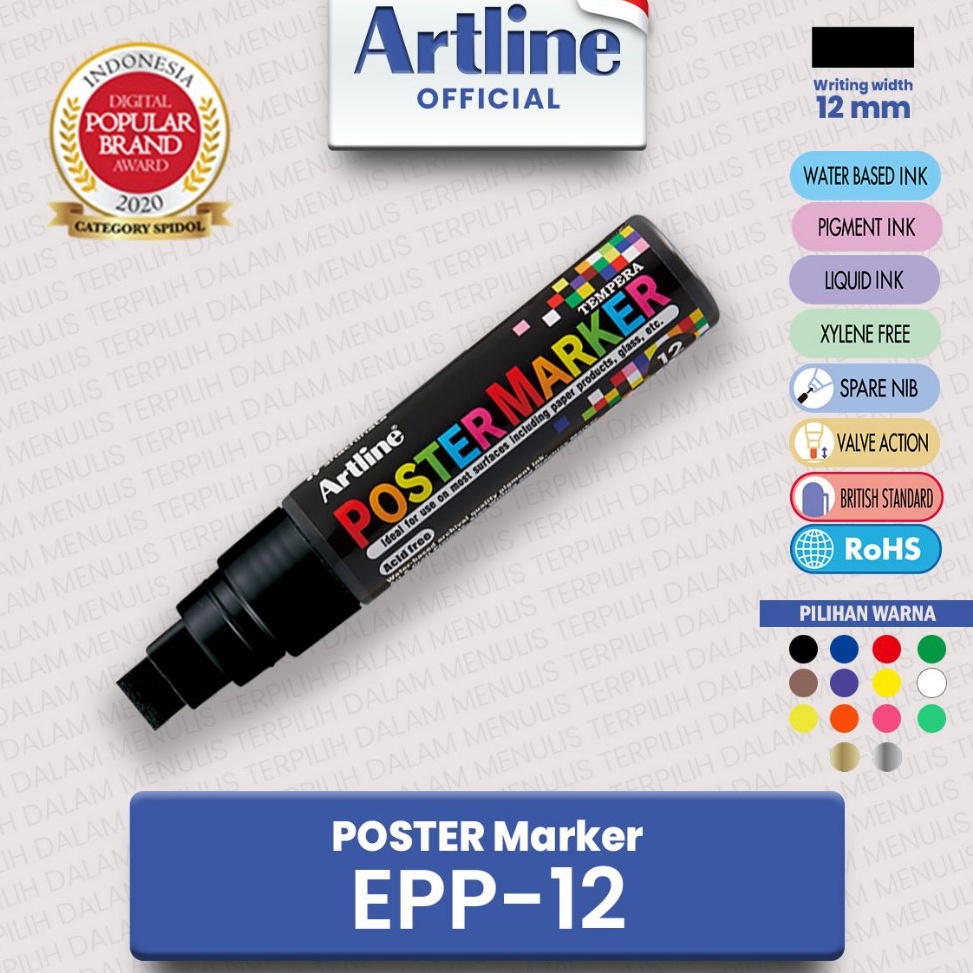 

KODE D1F ARTLINE Spidol Poster Marker 12 mm EPP12