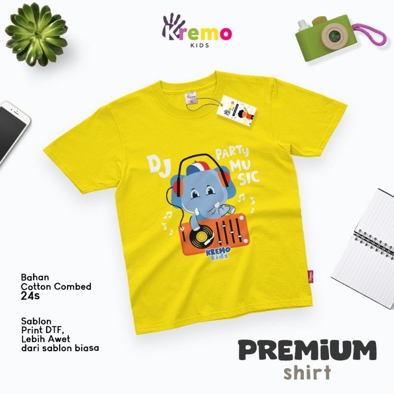 KAOS KREMO KIDS PREMIUM 24S ANIMAL GAJAH DJ PARTY MUSIC