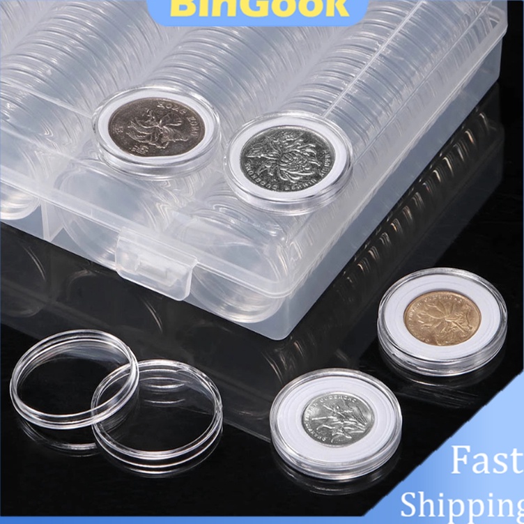 KODE D5B8 1Pcs Koin Kotak 17225273 Mm Dudukan Koin Kapsul Jelas Case Kotak untuk Koleksi Koin Penyim