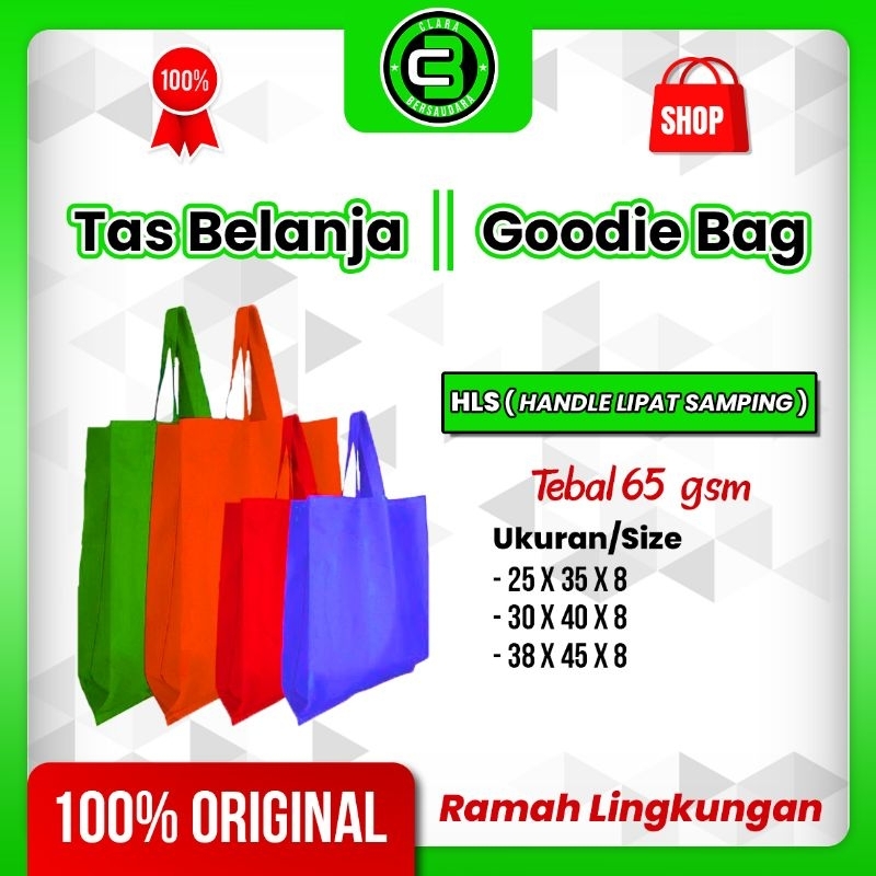 

( Isi 12 Pcs/1 Lusin Ukuran 38 X 45 X 8 cm ) Goodie Bag | Tas Belanja | Tas Souvenir | Tas Hajatan | Tas Ulang Tahun | Spundbond Goodie Bag - HLS Handle Lipat Samping 65GSM