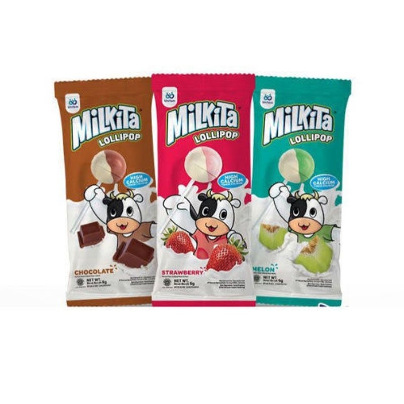 

Permen Milkita Lolipop Coklat Stroberi Melon