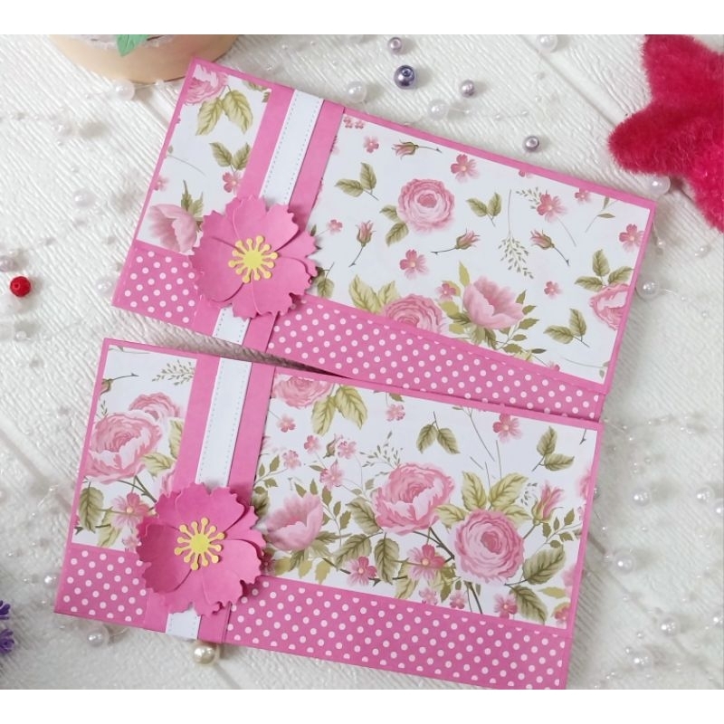 

Amplop uang peony pink handmade 1pcs die cut gift lebaran angpau wedding