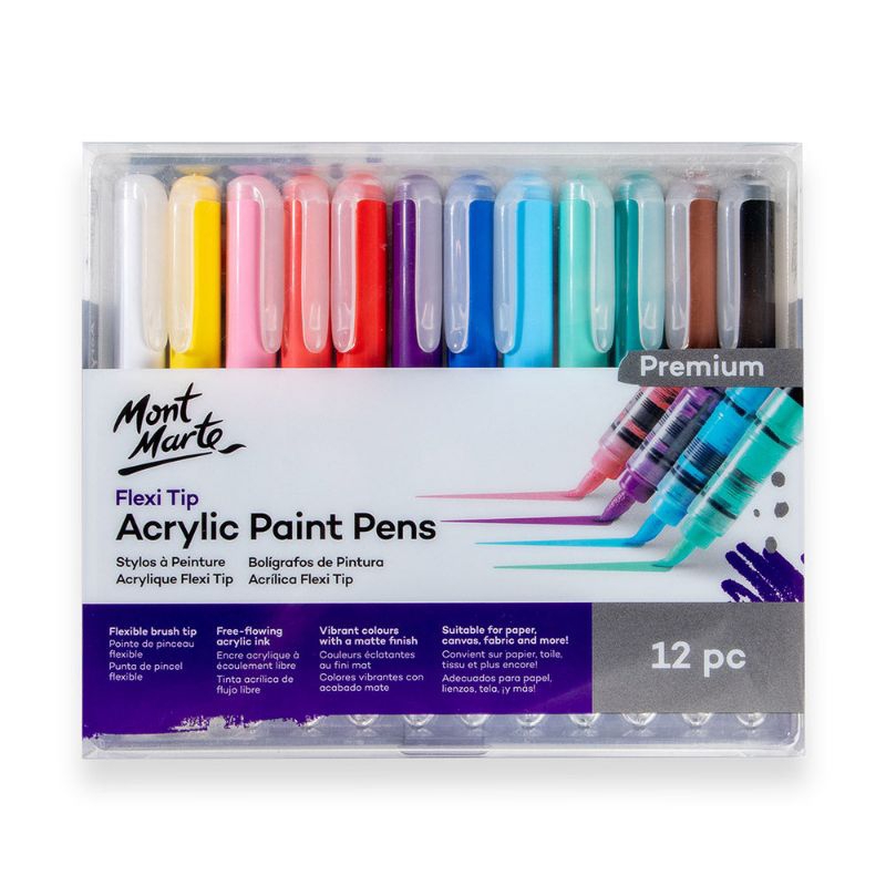 

(IAS) Mont Marte Flexi Tip Acrylic Paint Pens Premium 12pc