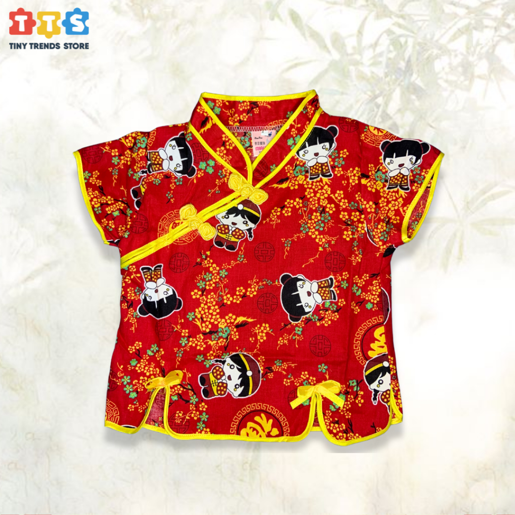 Premium Setelan Baju Cina Anak Wanita + Rok Cheongsam Imlek