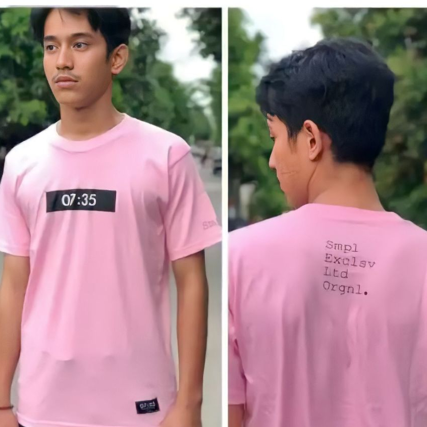 Kaos smity pink baby t-shirt distro wanita kaos pria distro warna pink terlaris baru kekinian simpel