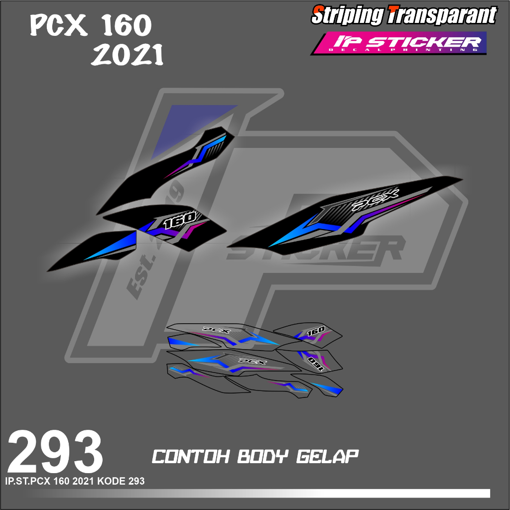 PCX 160  (COD) STIKER STRIPING MOTOR HONDA PCX 160 HOLOGRAM DAN TRANSPARAN BISA COD KODE 293