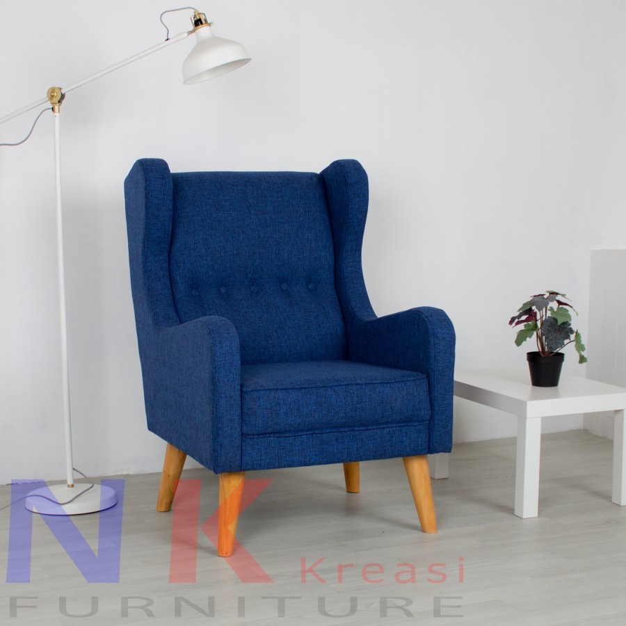 Calla Arm Chair, sofa single wing chair + Stool Sofa