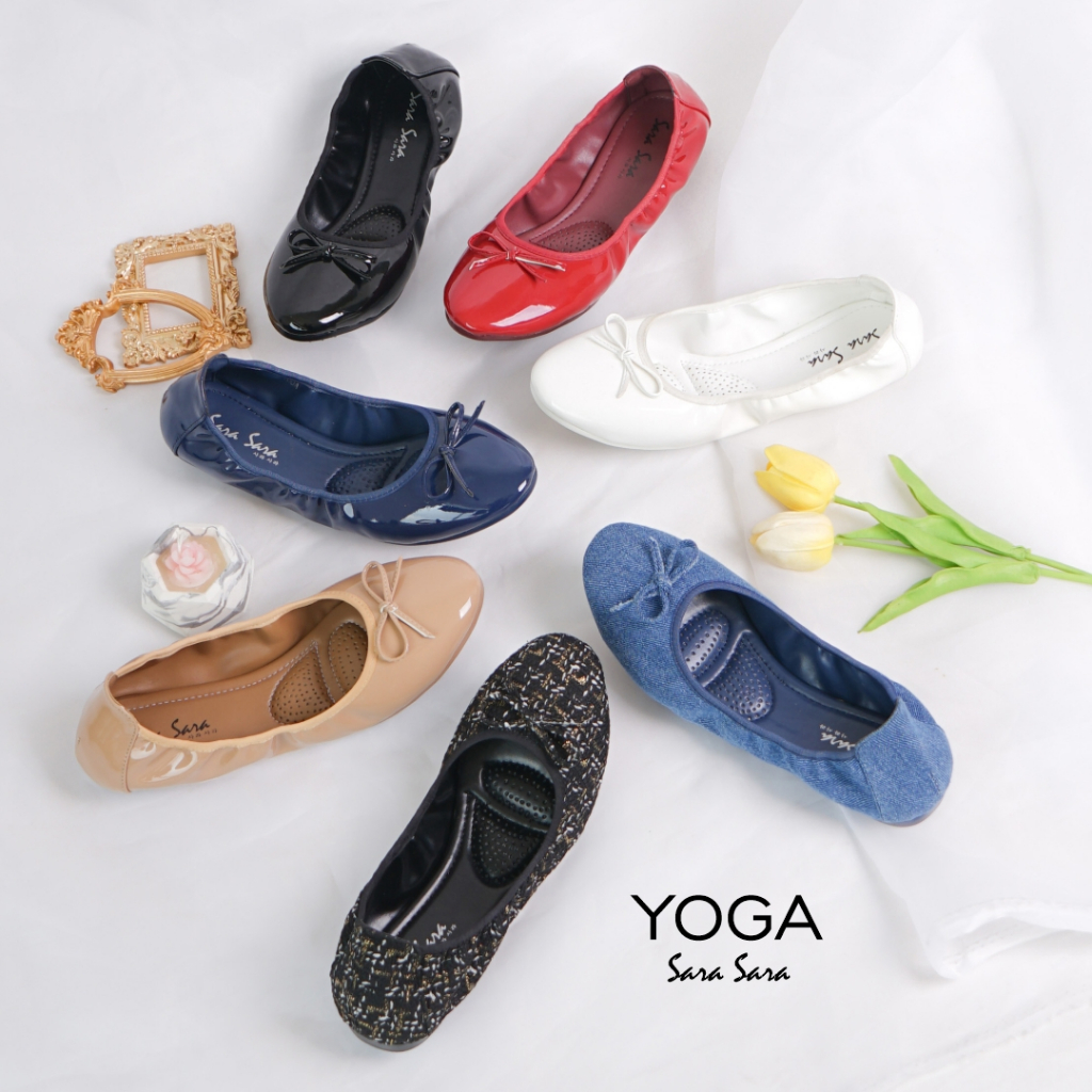 Sara Sara YOGA Flat Shoes Wanita Sepatu Flat Lentur Sepatu Kerja Lipat Sepatu Empuk Terbaru
