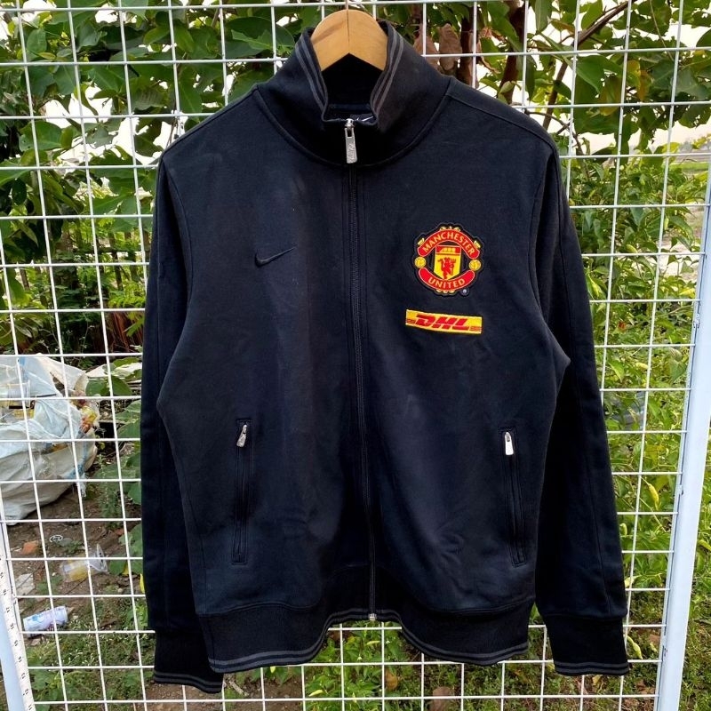 Jaket Tracktop DHL x Nike Manchester United Originals Kantong Full Resleting - Untuk Pria & Wanita -