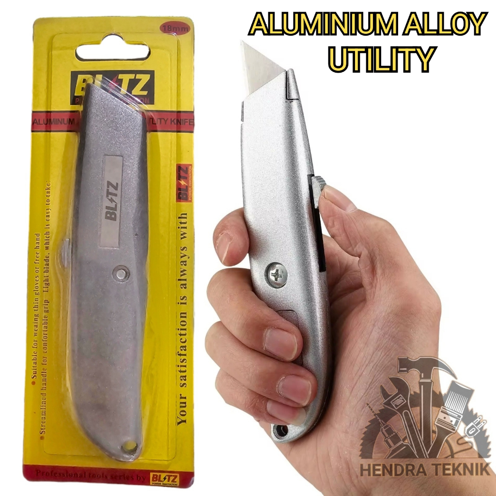 

CUTTER UTILITY KNIFE ALUMINIUM T TYPE 18MM PISAU KATER PEMOTONG KARPET KARET KARDUS KULIT