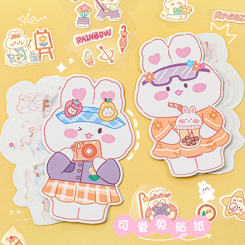 

NEW VARIAN CUTE Korean Cartoon Rabbit Stickers Bag Kumpulan Sticker Motif Rabbit