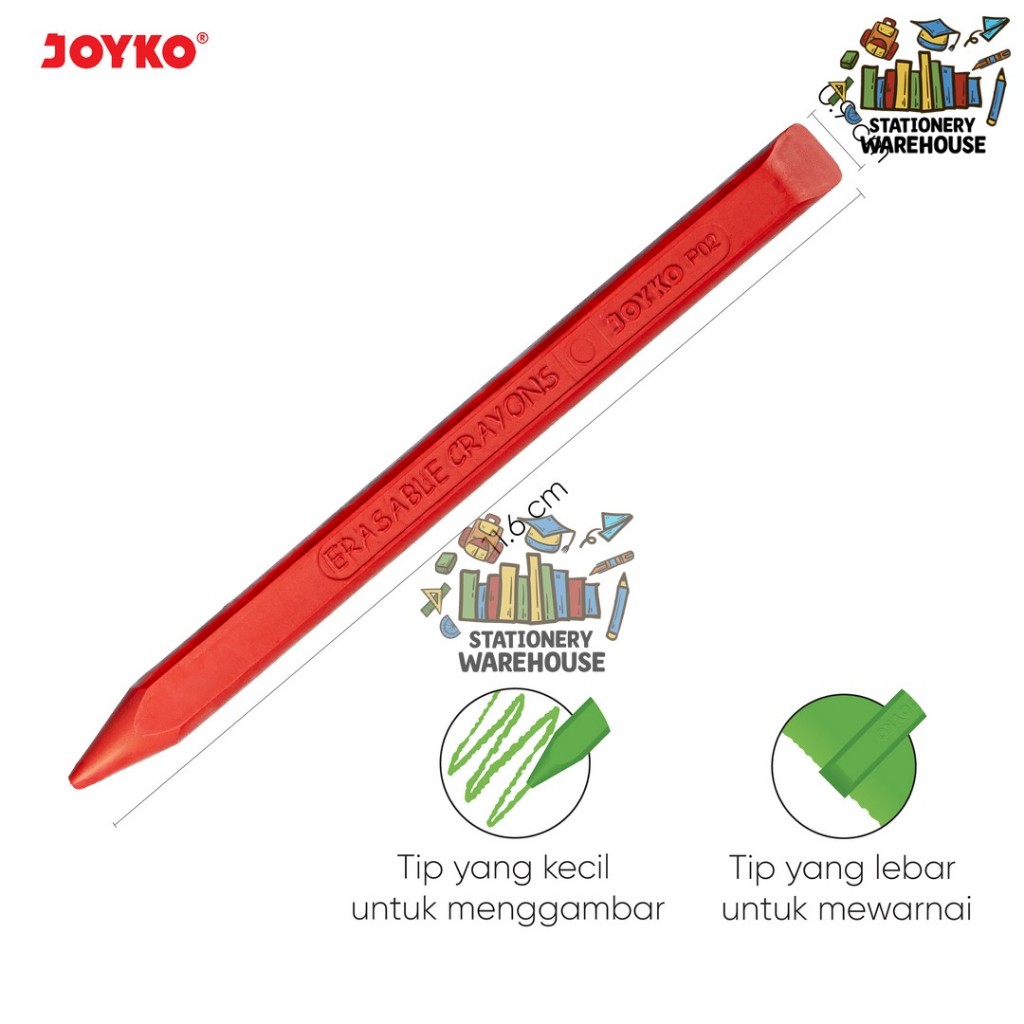 

HJK Krayon Bersih Clean Crayon Erasable Joyko 12 dan 24 Warna CLCR-AB-12 CLCR-AC-24