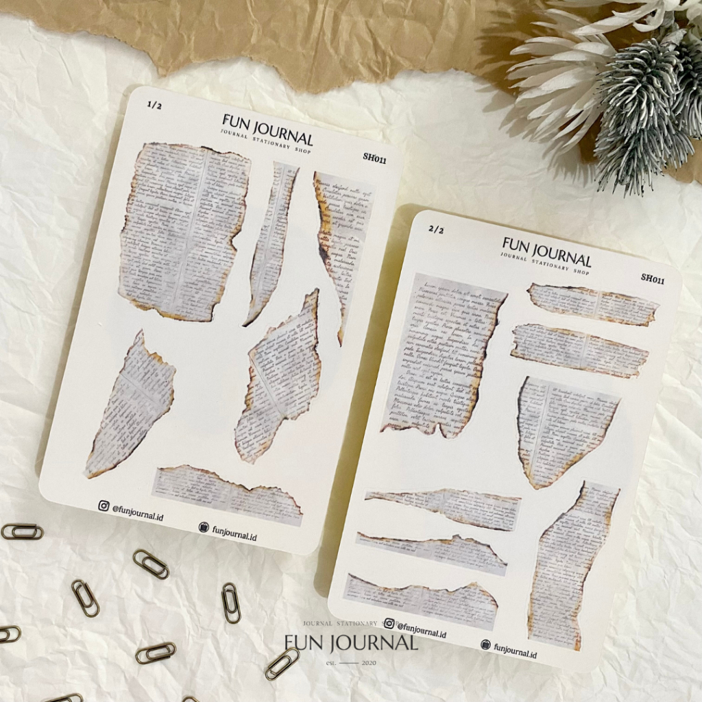 

BURN PAPER 2 SHEETS STICKER STIKER SHEET UNTUK JOURNAL JURNAL PLANNING PLANNER SCAPBOOK DIY BUJO