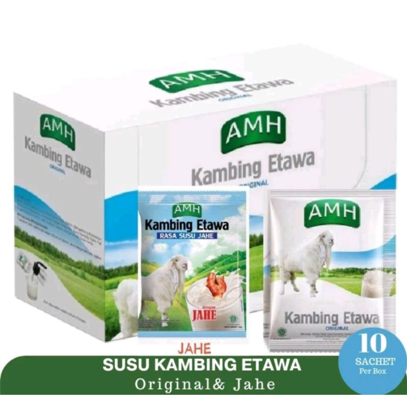 

Susu Kambing Etawa AMH 1 box isi 10 sachet, original dan jahe