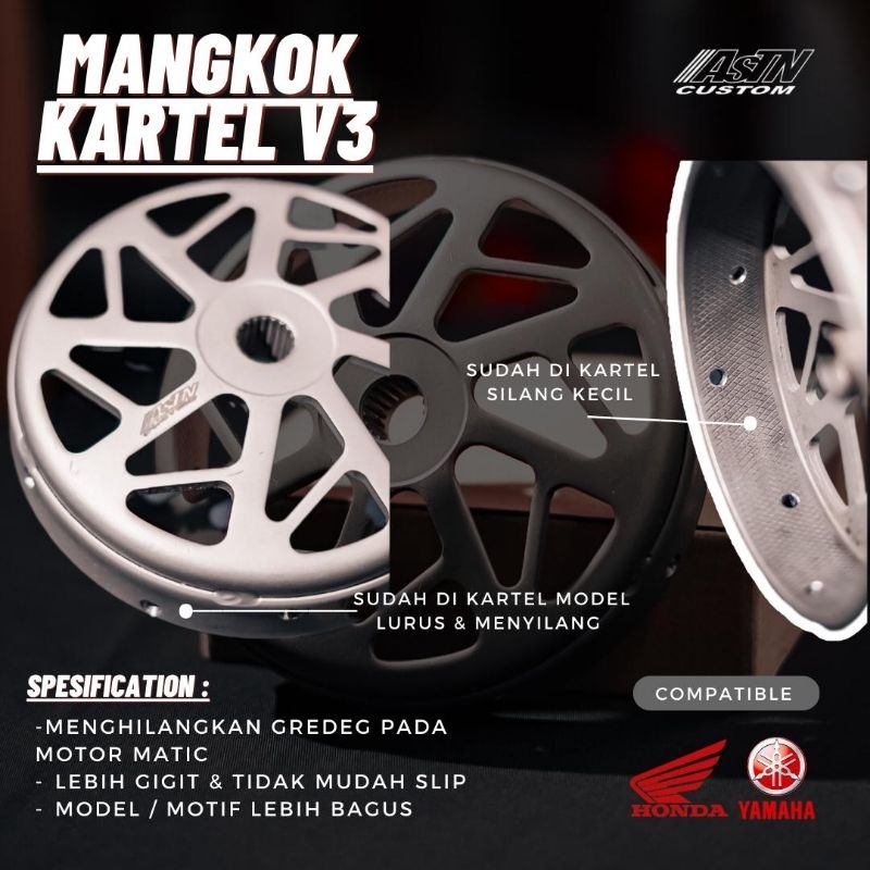 MANGKOK GANDA KARTEL V3 ANTI GREDEG ASTN CUSTOM ANTI SLIP BEAT SCOOPY VARIO PCX ADV MIO M3 NMAX AERO