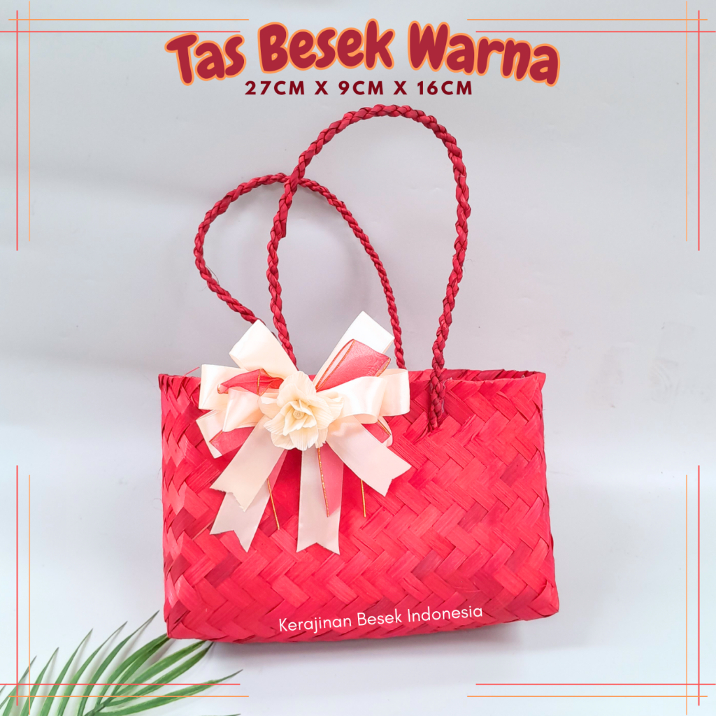

GOODIE BAG MURAH Tas besek 27cm x 9cm warna hias pita Hampers Parsel Ulang tahun Hantaran Oleh-oleh Lebaran Natal Imlek