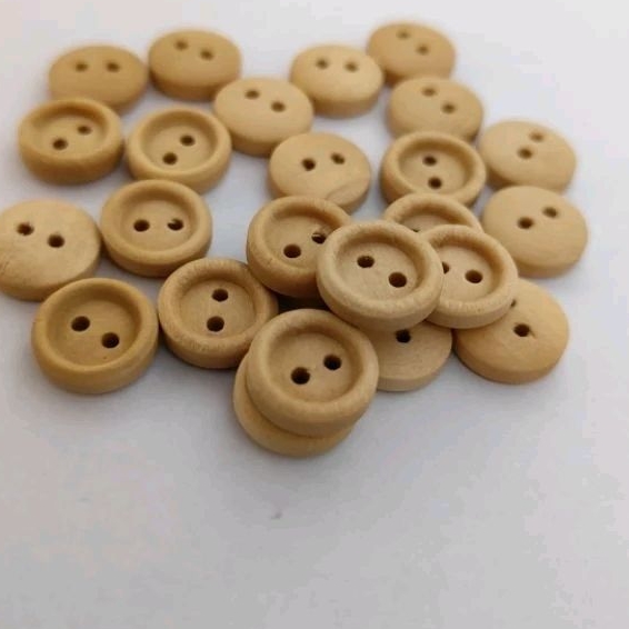 100 Pcs Kancing Kemeja kayu  polos kecil 18L 1,1 centimeter