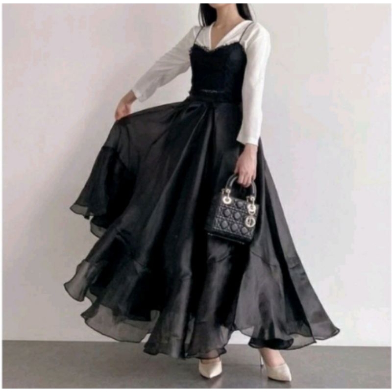 rok organza rok kekinian rok wanita rok pesta gaun pesta prom night rok panjang rok Korean style