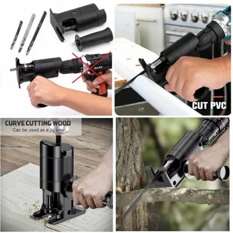 {YM} GERGAJI MESIN ADAPTOR JIGSAW / ADAPTOR MESIN GERGAJI ELEKTRIK MODIFIKASI BOR LISTRIK TANGAN ALA