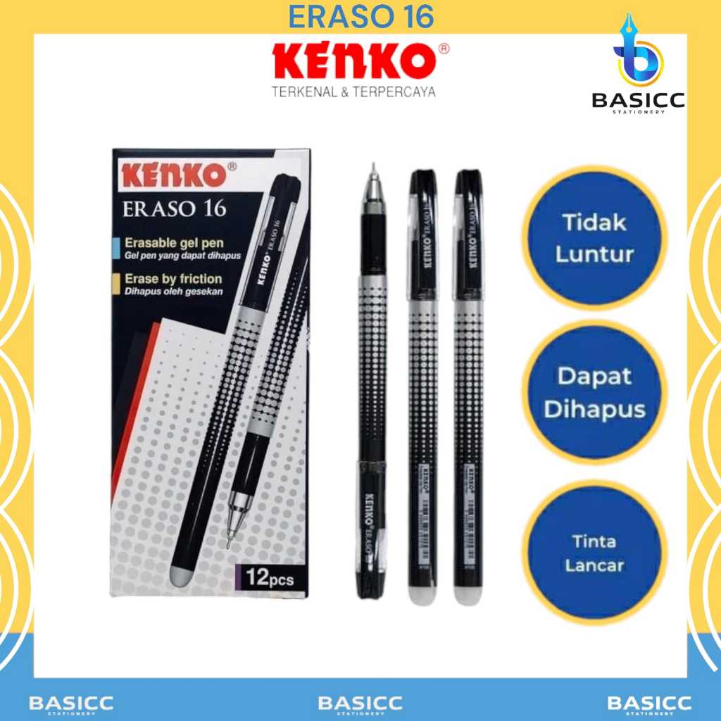 

Kenko Pulpen Bisa Hapus Erasable Pen Gel Eraso - 16 | @1 Pcs