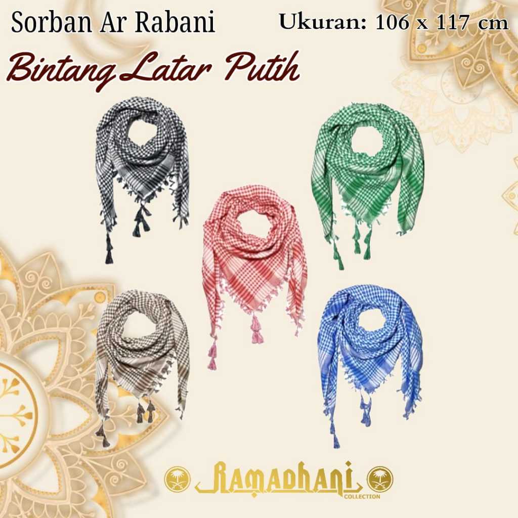 Sorban Bintang Rabbani Tenun Latar Putih