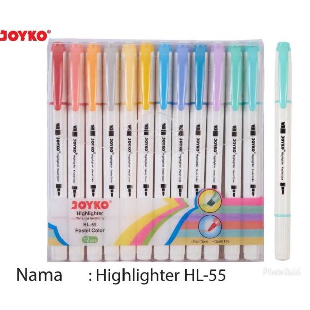 

Dual Tip Highlighter Pastel color Joyko HL55 12 warna KODE U8M3