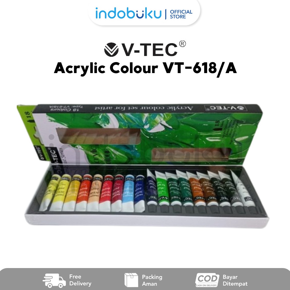 

KODE D1P9 Acrylic Colour Cat Akrilik 18 Warna VTec VT618A