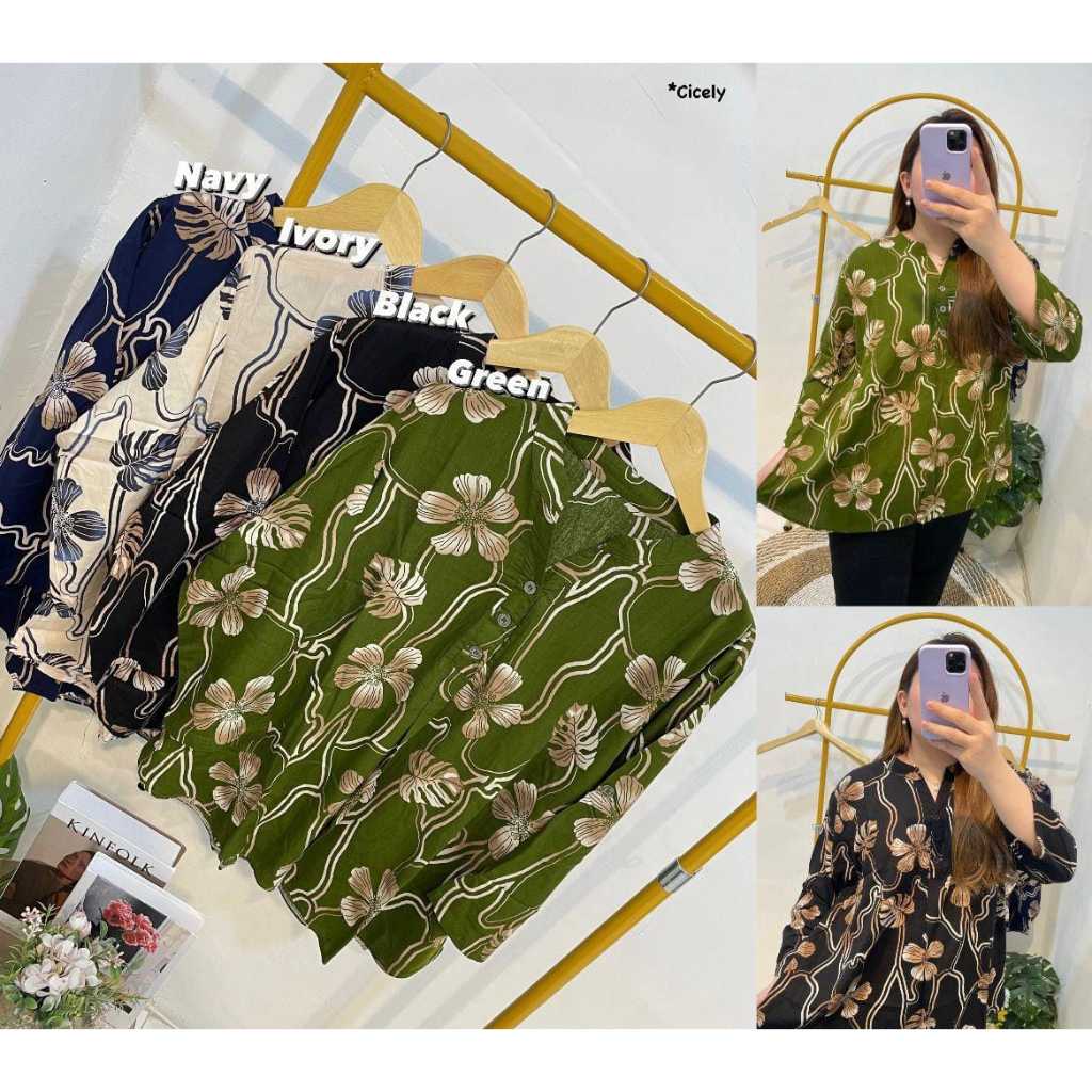 ATASAN WANITA BAHAN ADEM | BLOUSE WANITA MOTIF BUNGA | ATASAN WANITA KEKINIAN