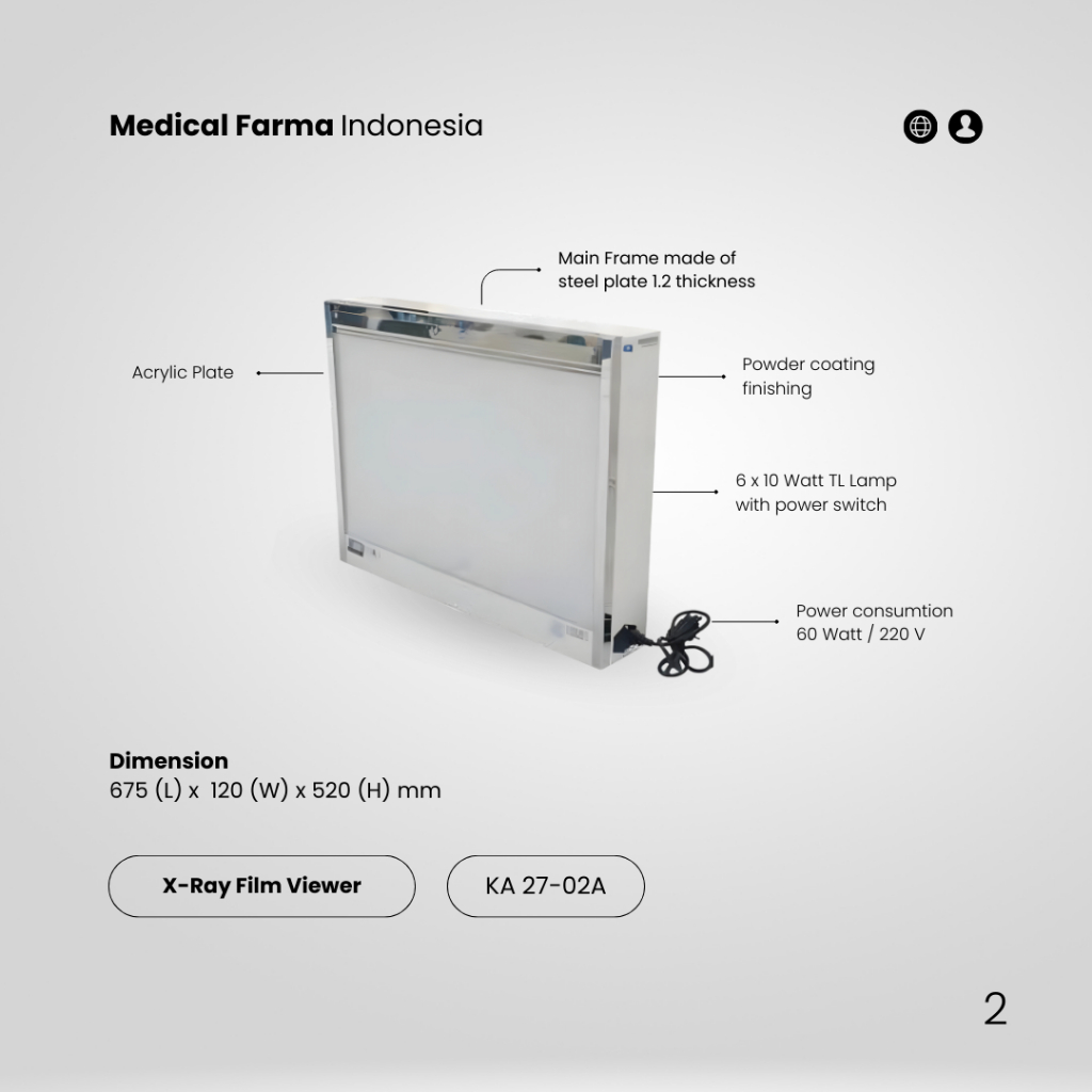 X-Ray Film Viewer - Medical Farma Indonesia - Negatoskop X-Ray Film Viewer KA 27-02A Medical Farma I