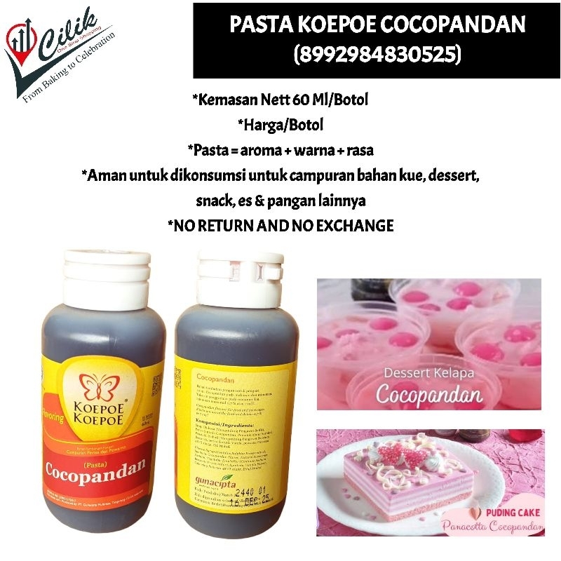 

pasta+perisa+sepuhan+color+cair+water+aroma+rasa+food grade+aman dikonsumsi+merk+koepoe+kupu+butterfly+warna+bahan+kue+adonan+roti+donat+makanan+cake+krim+es+ice+minuman+cocopandan+moka+melon+durian+strawbery+nangka+jeruk+vanilla+anggur+pisang