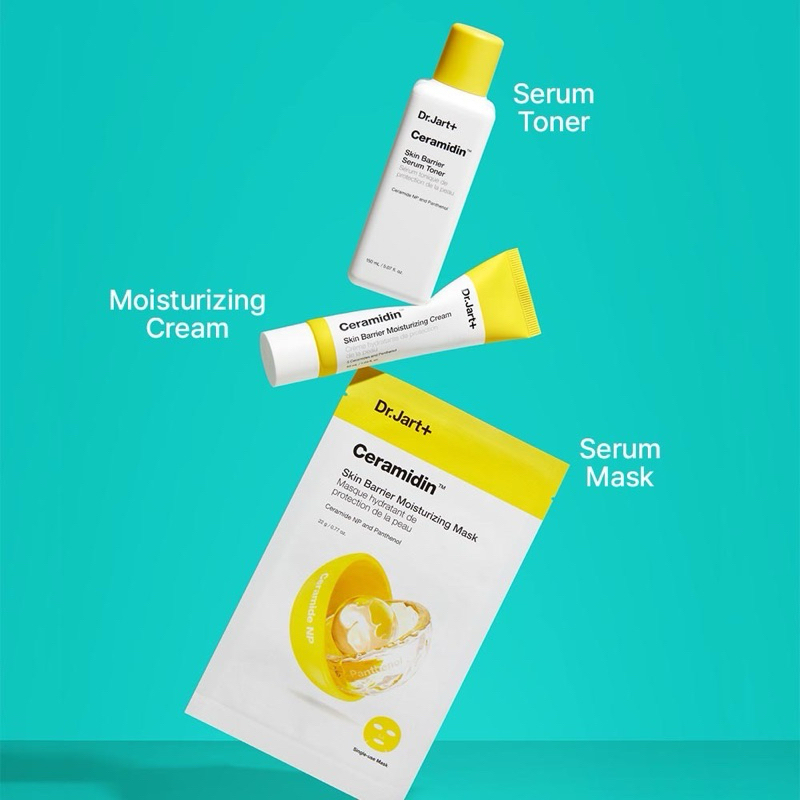 Dr.Jart+ Ceramidin Series | Skin Barrier Serum Toner 150ML -  Ectoin Infused Cream 50ML - Sheet Mask