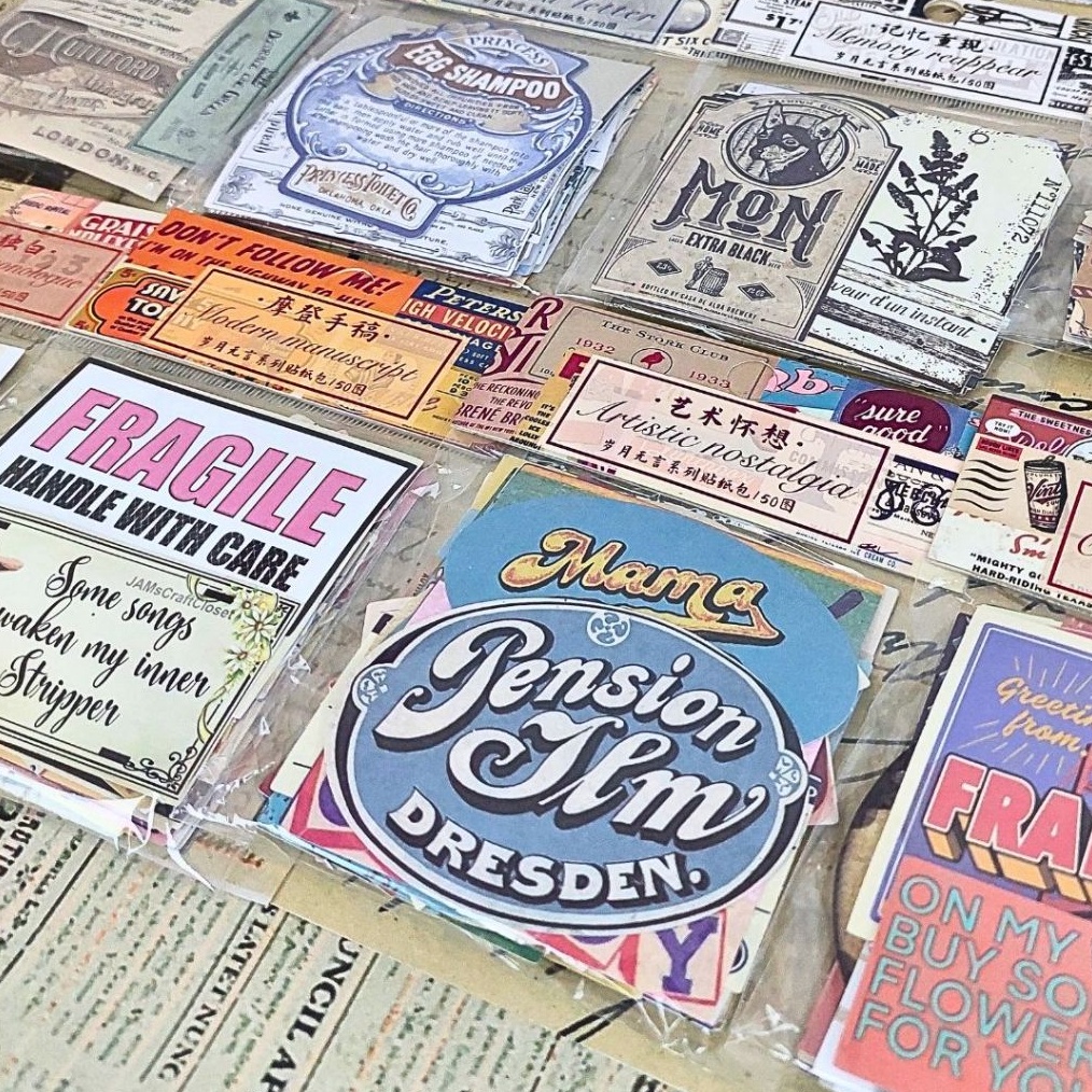 

MEGA YEARS SILENT STICKERS PACK RETRO STYLE Sticker konsep retro Untuk Jurnaling Scrapbook retro vintage