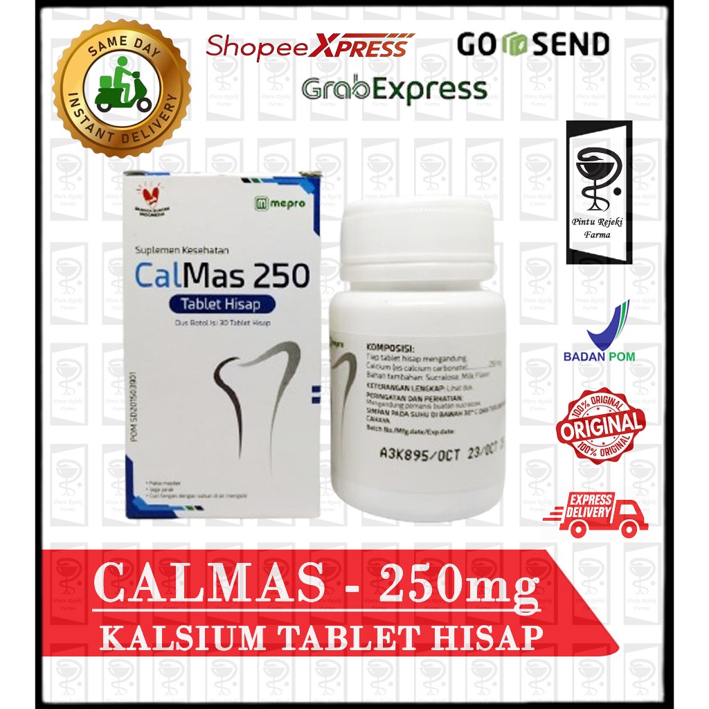 kalsium CALMAS 250 Tablet hisap isi 30 (PENINGGI BADAN)