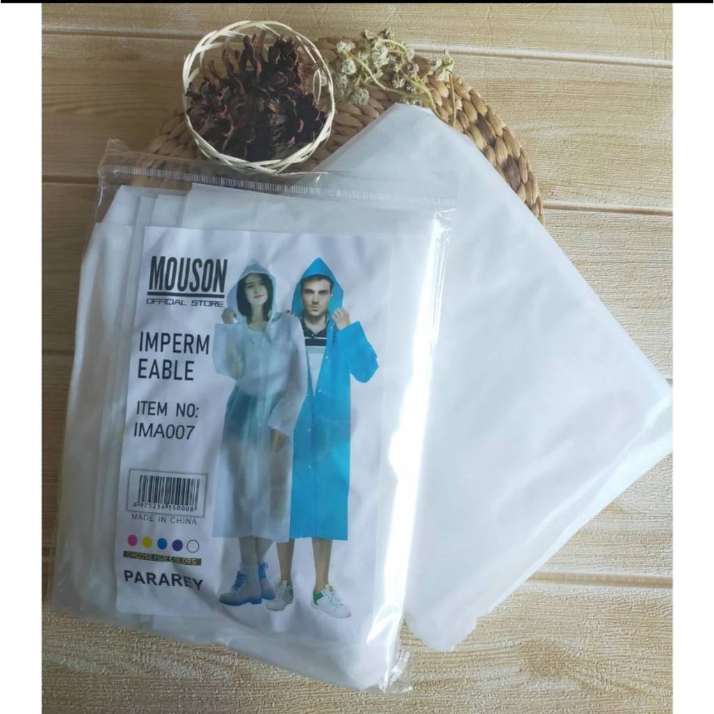DISKON JAS HUJAN EVA MOUSON PONCO PLASTIK LENGAN PANJANG BERTUDUNG HOODIE TERUSAN KANCING MODIS