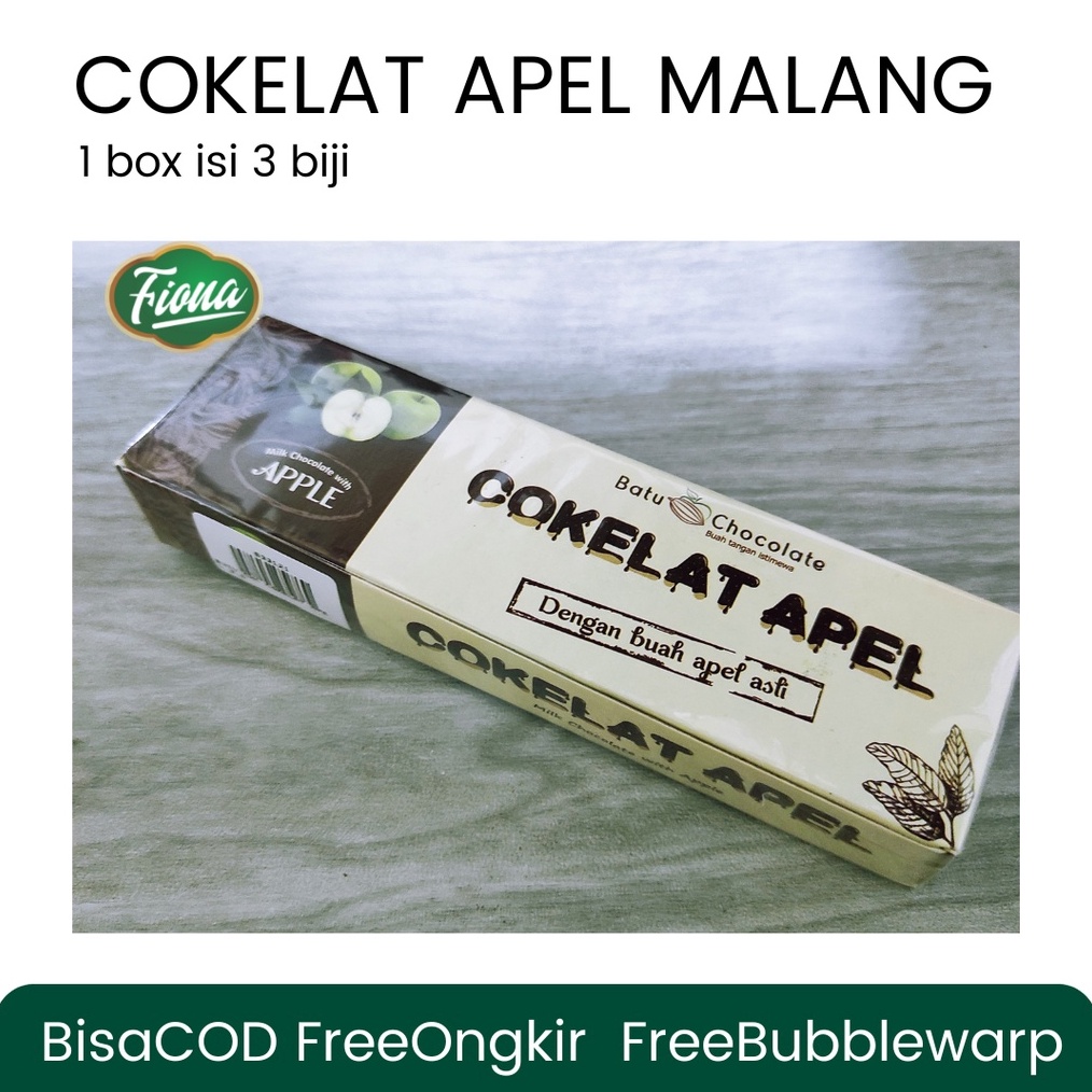 

STOCK TERUPDATE Fiona Cokelat Coklat Apel Oleh2 Khas Kota Batu Malang isi 3 biji